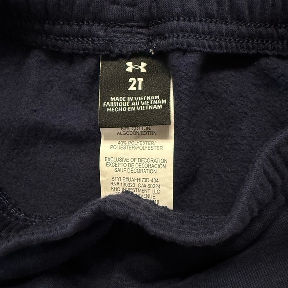 Under Armour Kids Navy Sweatpants with Orange Logo - Picture 2 of 3